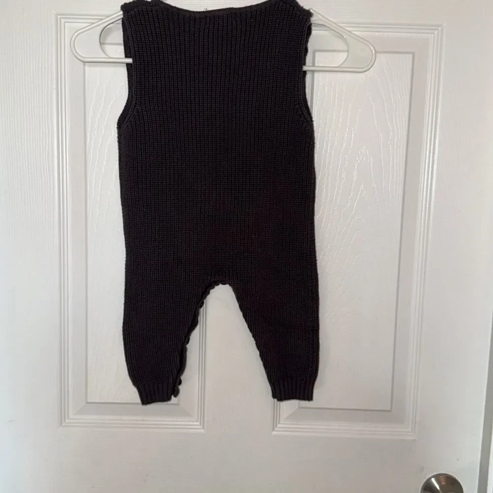 Newborn Baby Boy Knit Overall Sweater Sleeveless Tank Jumpsuit EUC 80 cm